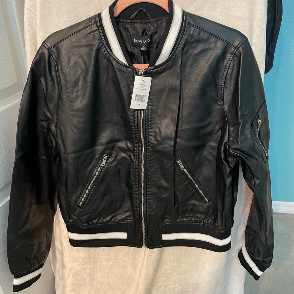 New Look black varsity bomber jacket
